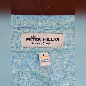 Peter Millar Southern Comfort Vinyl & Whiskey Performance Jersey Golf Polo Large